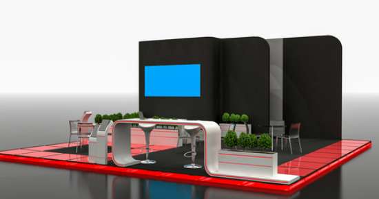 3D Illustration of Exhibition Stand Interior